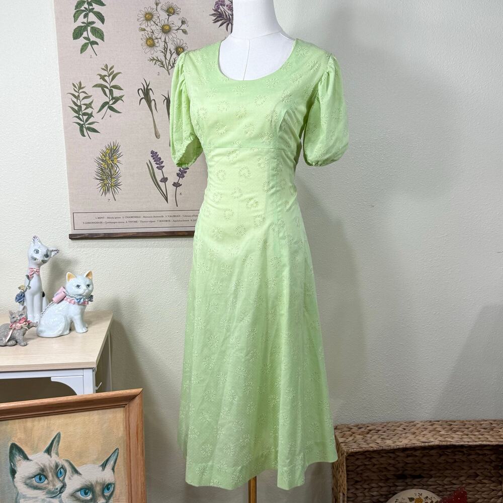 Vintage 70s Floral Heart Dress Cottage Prairie Garden Party Coquette Fairy S